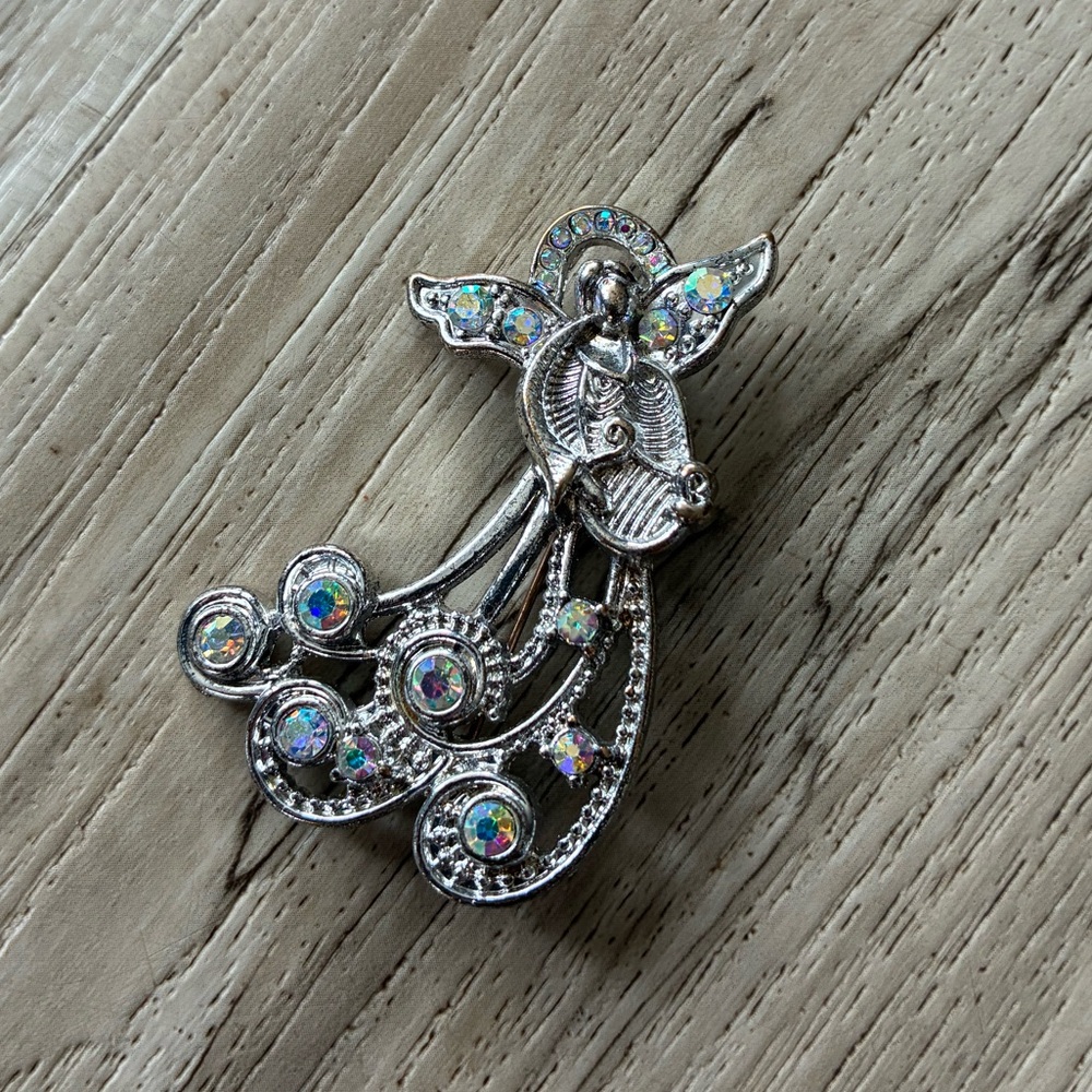 Elegant Silver Angel Brooch